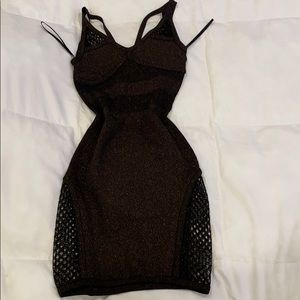 bebe Addiction Bronze Sparkly Bodycon Mini Dress